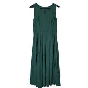 Green Linen Blend Sleeveless Sheath Midi Maxi Dress